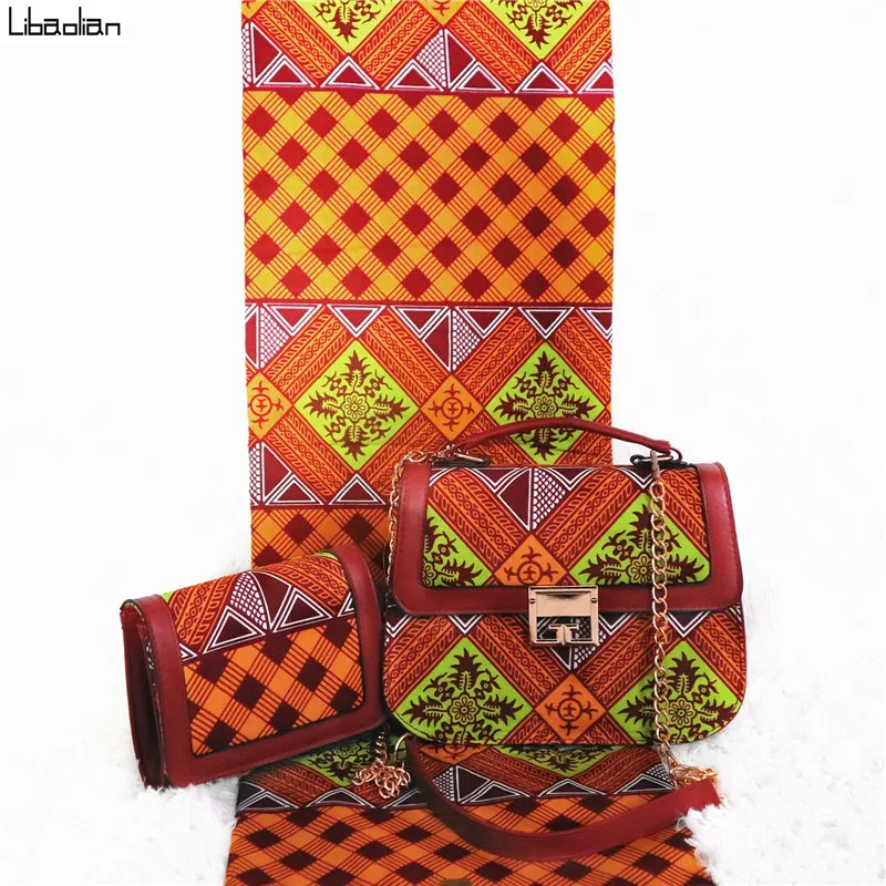 Последние качества Африканский Воск сумки набор с 6 ярдов Анкара восковая печать ткань Анкара нигерийская хлопчатобумажная ткань для женщин 3 шт./компл. G98-1
