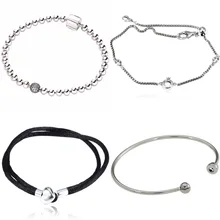 Сверкающая Корона O бусины и паве Шар Черный тканевый шнур эссенция полированный браслет из бисера Подходит для браслета бусины из стерлингового серебра 925 Шарм