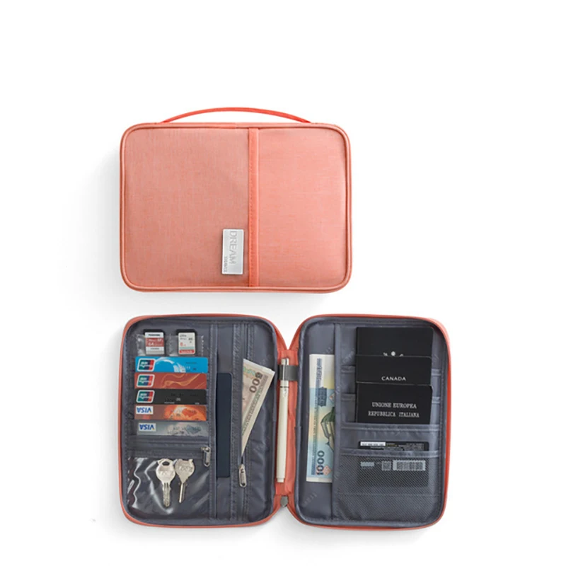 Новая многофункциональная дорожная сумка для хранения паспорта, переносная посылка для документов, органайзер, пылезащитная Кредитная посылка, дорожная сумка на молнии - Цвет: Large(orange pink)