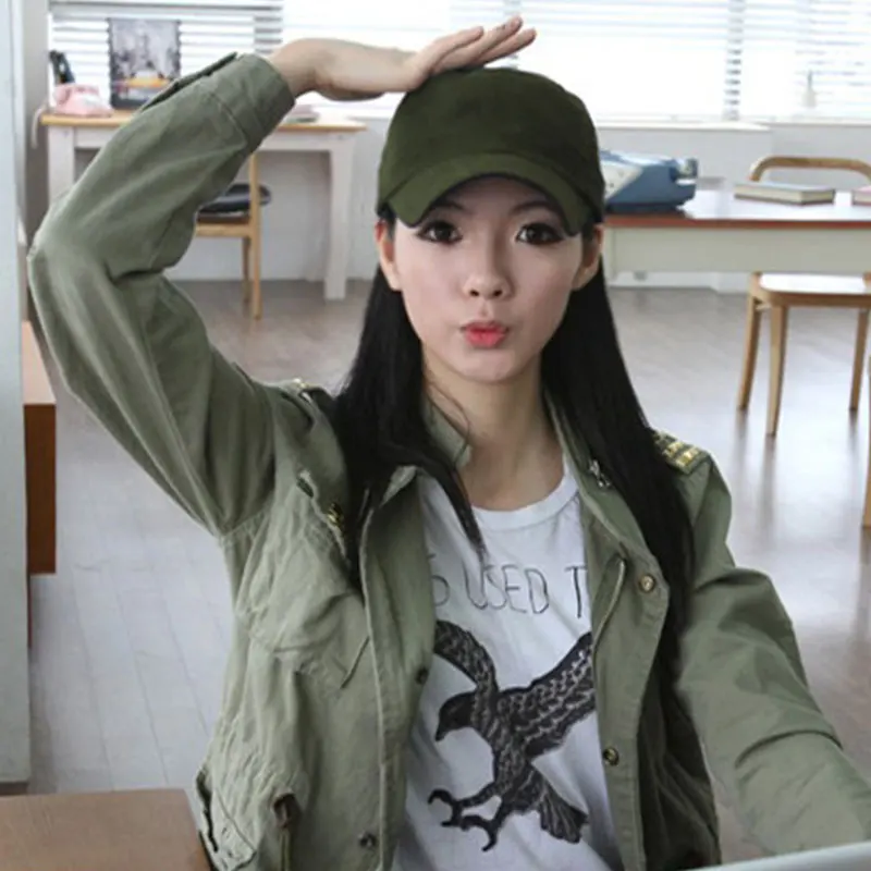 Unisex Vintage Plain Sport Visor Sun Hat Adjustable Military Cadet Style Cap