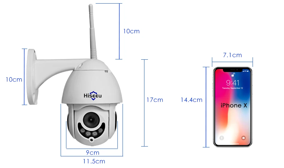 Hiseeu PTZ wifi IP купольная камера 1080P наружная Водонепроницаемая 2-мегапиксельная камера безопасности TF карта беспроводная IP камера просмотр приложения