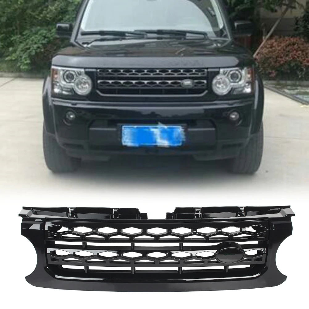 Auto Front Grille Upper Mesh Grill For Land Rover LR4 SUV Base 2010 2011 2012 2013 Gloss Black ABS