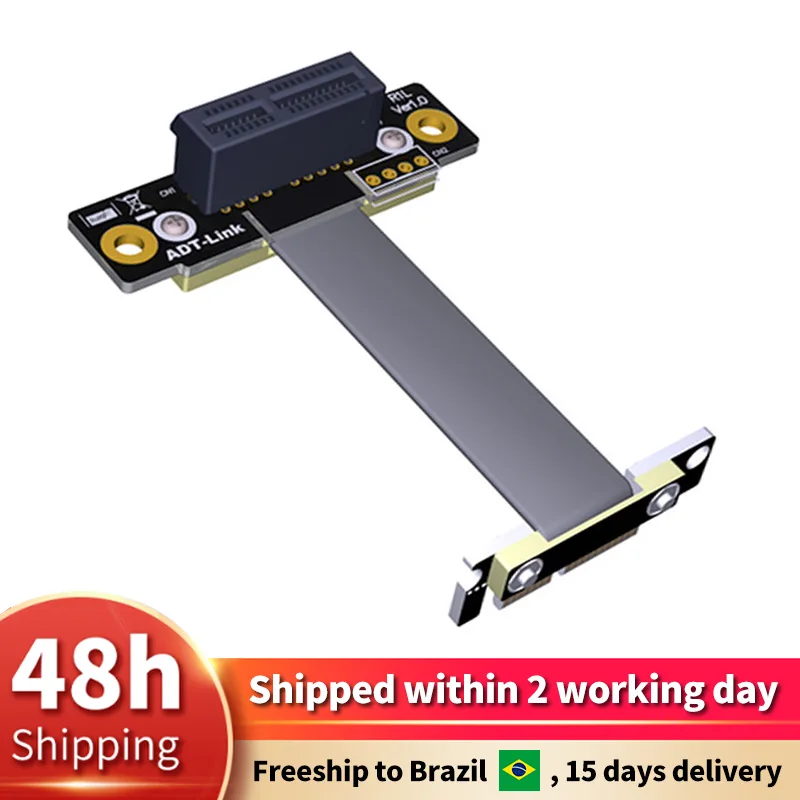 

PCIe 3.0 x1 to x1 Extension Cable R11SL-TL 8G/bps High Speed PCI Express 1x Riser Card Ribbon Extender Dual 90Degree Right Angle