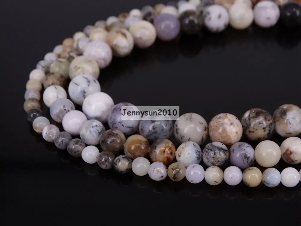 

Natural White Opal Gems Stone Round Spacer Loose Beads 15.5'' Strand 4mm 6mm 8mm for Jewelry Making Crafts 5 Strands/Pack