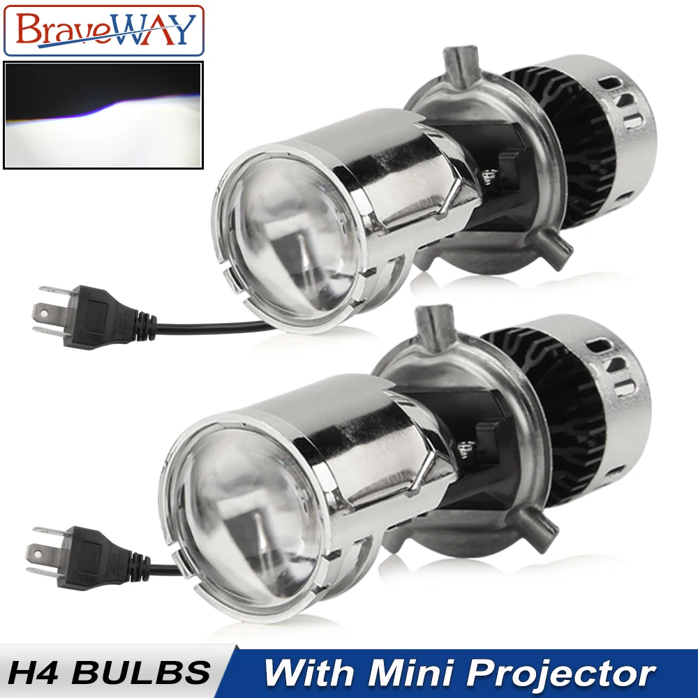 

BraveWAY H4 LED Bulb with Mini Projector Lens H4 LED Conversion Kit 11000LM Automobiles Hi/Lo Beam LED Headlight Bulbs 12V 24V