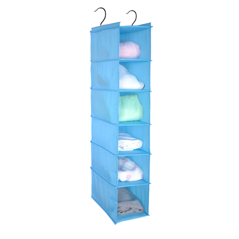 Blue 6 layers Home Clothes Storage Bag 3/4/5/6 Layer Wardrobe Hanging Oxford Cloth Washable Extended Bag Organizador For Clothes Bras Socks - Цвет: Blue 6 layers