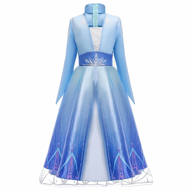 oobest Vestido de Novia de Princesa Girls Azul Snow Queen Elsa Traje de Cosplay Partido de Las Muchachas con el Ajuste de la Piel del Cabo 