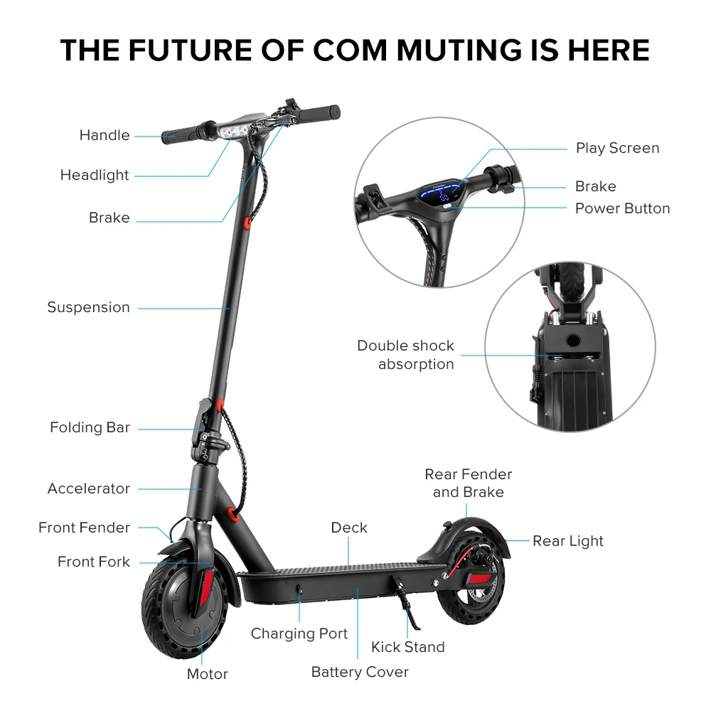 Portable Electric Scooter Adult 350W Folding Kick E-scooter 2020 EU Best E-Scooter Newest Arrival Best design quality E-scooter