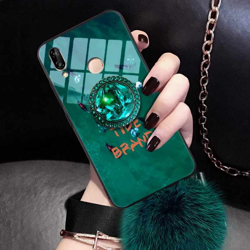 Чехол для huawei P20 P30 Lite Pro mate 20 30 Стразы держатель кристалла настоящий Лисий мех мяч