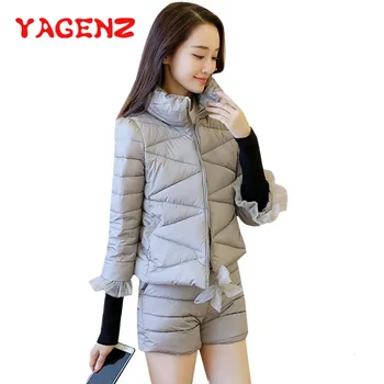 

YAGENZ Autumn And Winter Clothing Short Down Cotton Sets Women Two Piece Set Korean Fashion Warm Thicken 2 Piece Set Women 464