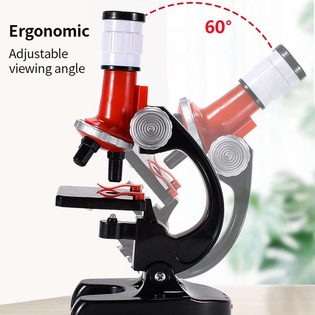 Microscope Kit Science Lab LED 100-1200X Biological Educational Toys for Kids 