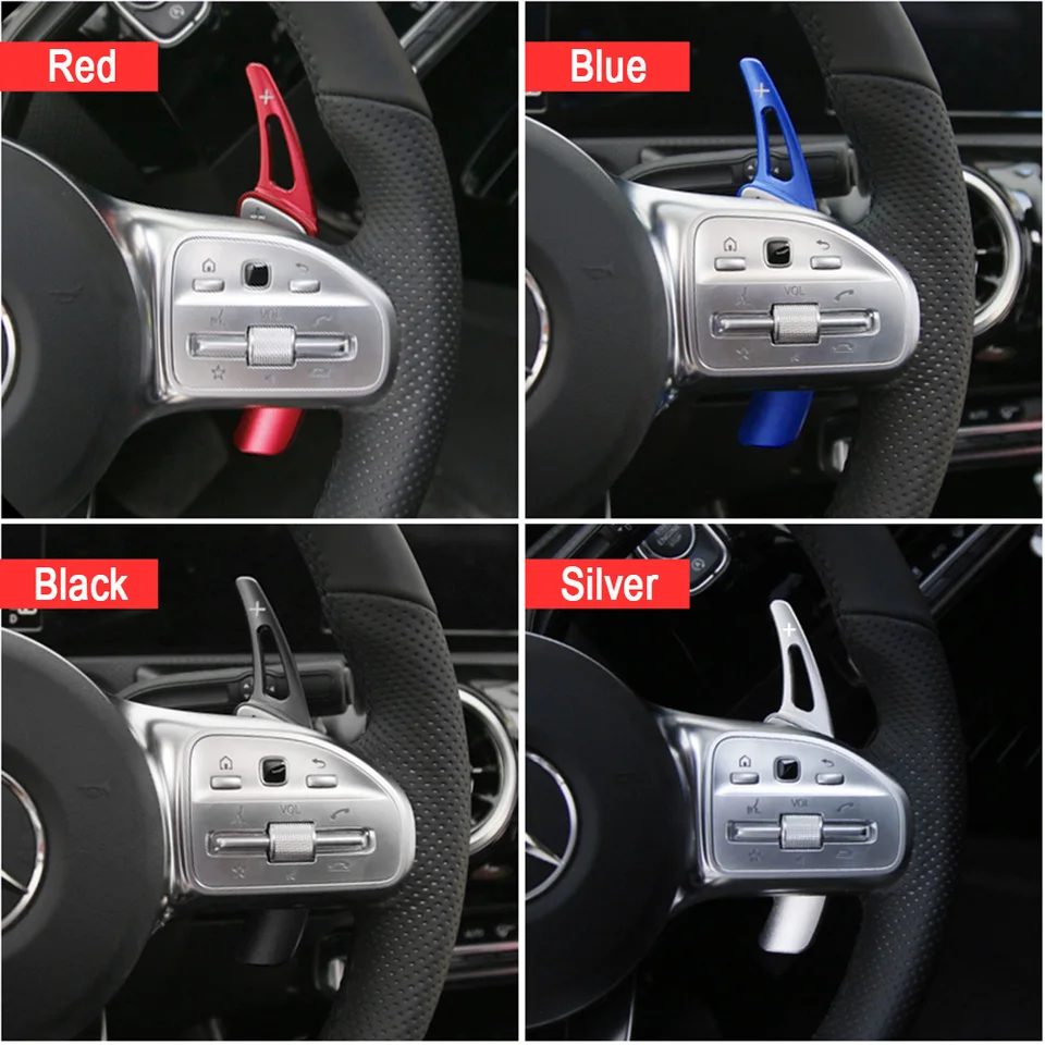 Red Aluminum Steering Wheel Paddle Shifter Extension For Mercedes A B C E Class - Foto 3