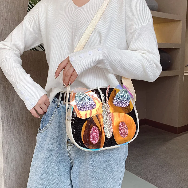 Butterfly Sequined Shoulder Bag Girls Cute Colorful Mini Primary School Student Coin Purse Pu Messenger Pouch For Outing Travel Aliexpress
