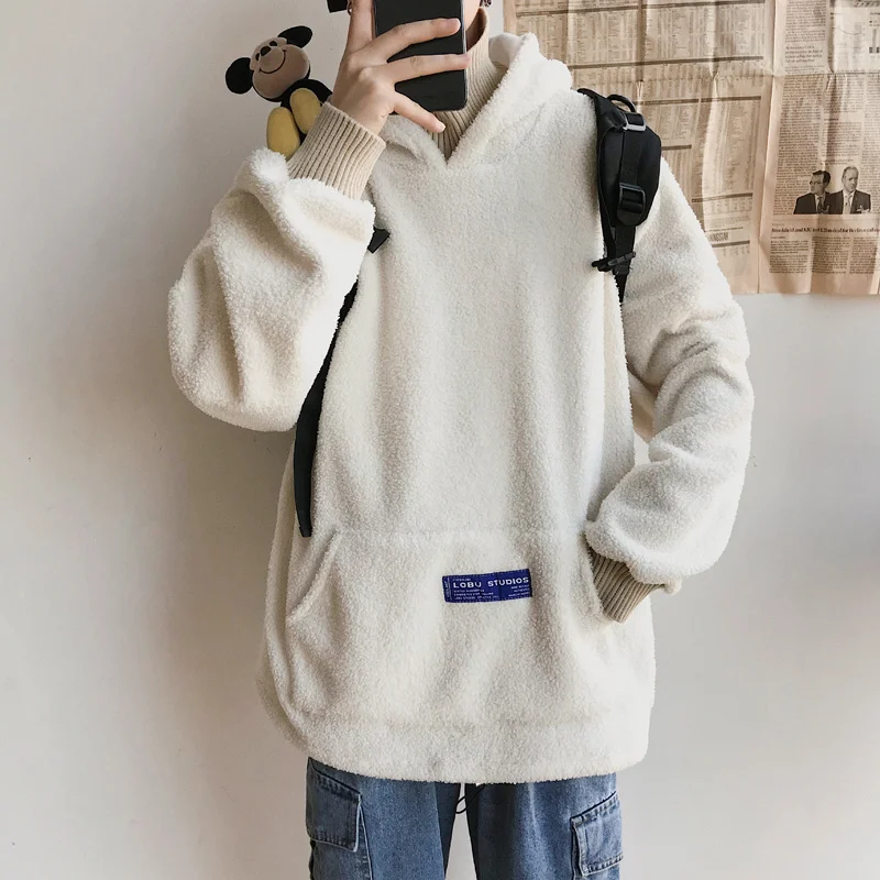 Liketkit зимние толстовки мужские 2019 свободные флисовые плотные поддельные две