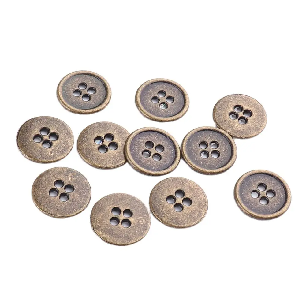 

Metal 4-holes 10mm buttons Antique bronze for Garment Shirt Jeans Clothes Sewing Garment Accessories Scrapbooking Decoration DIY