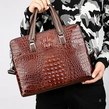 Мужская Роскошная крокодиловая сумка для компьютера с рисунком, кожаный деловой портфель, мужская сумка, сумка через плечо, водонепроницаемая сумка через плечо