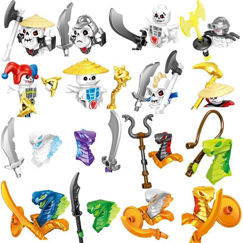 16pcs Airjitzu Ninja Building Blocks Bricks Set Mini Snakes Warrior Skeleton Doll Action Figures Kid Toys For Children | Игрушки и хобби