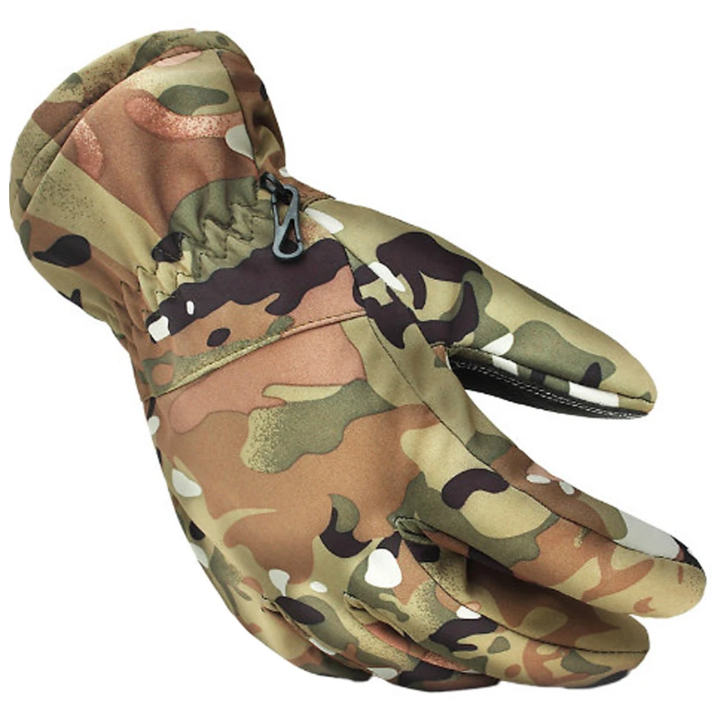 Зимние перчатки для катания на лыжах и мотоциклах, водоотталкивающие перчатки с полными пальцами, флисовые термоперчатки для мужчин и женщин