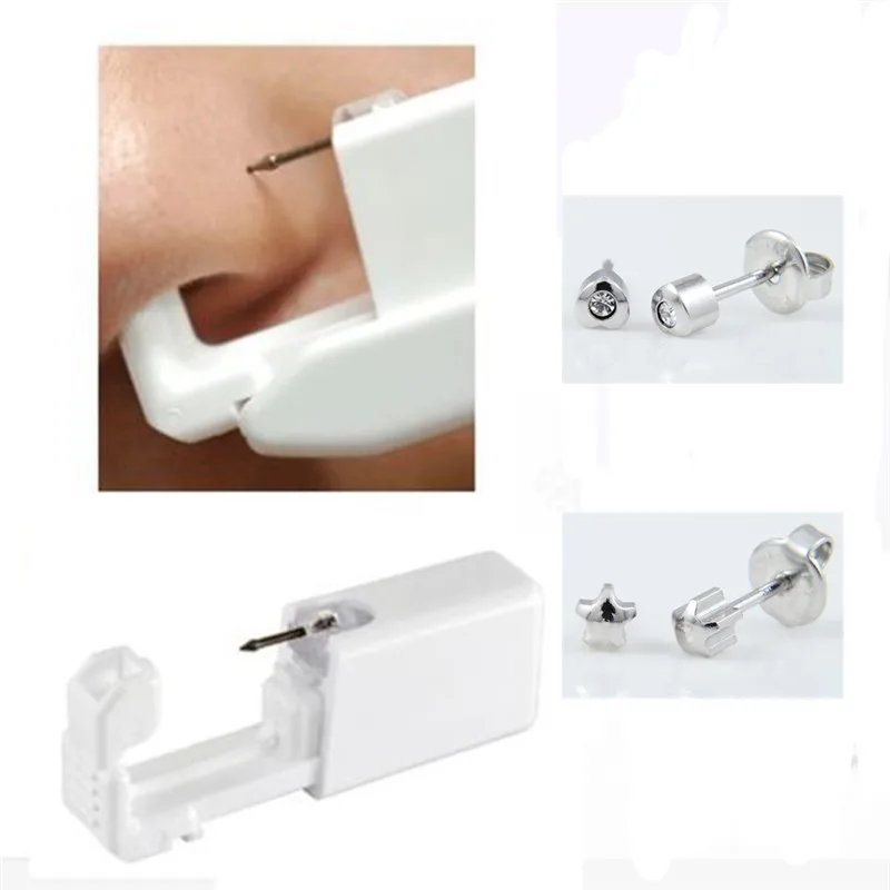 

Sterlised Disposable Safety Nose Ear Piercing Device+Sterile Bezel Crystal Stud Piercing Gun Kit Nose Stud Piercing Tool Kit