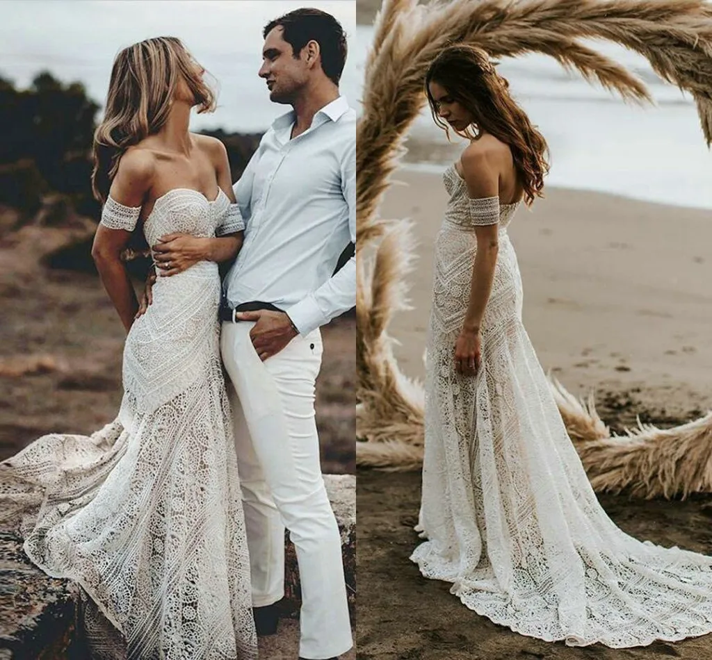 Bohemian Mermaid Beach Wedding Dresses 
