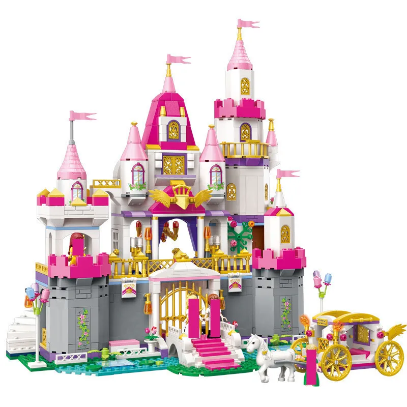 

940Pcs Enlighten Girls Friends Princess Leah Angel Castle Celebration Building Blocks Dream Town Constructor Model Bricks Toys