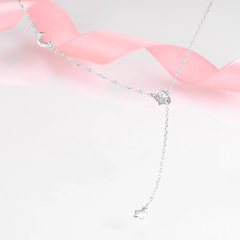 Романтическая любовь звезда ожерелье для женщин подарок на день Святого Валентина 925 пробы Серебряная цепочка короткое ожерелье s ювелирные изделия