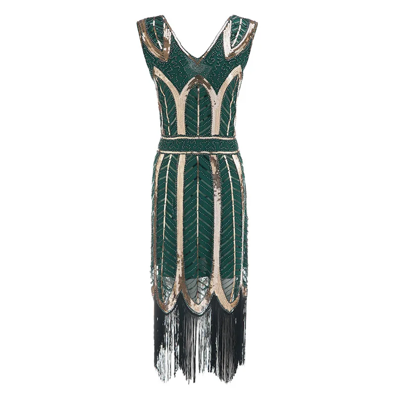 Günstig Plus größe frauen Mode 1920s Flapper Kleid Vintage Great Gatsby Charleston Pailletten Quaste 20s Party Kleid