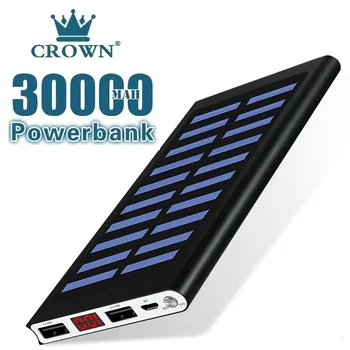 トップ太陽光発電銀行防水30000 2600mahのソーラー充電器のusbポート外部充電器powerbank xiaomiスマートフォンとledライト