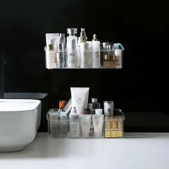 

Wall-Mounted Transparent Toilet Storage Rack Multi Grids Bathroom Washing Storage Box Shower Gel Cosmetics Shelf