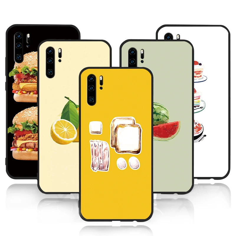 Hamburger cookie real Food Phone Case for Huawei p20 p 30 lite Pro P smart mate 10 Y9 2019 Silicone Soft lemon fruit Cover Coque | Мобильные