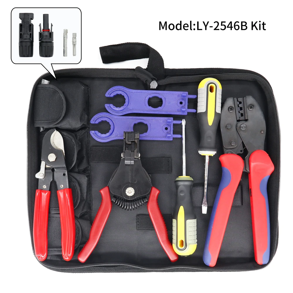 

LY-2546B Multi-tool Kit Photovoltaic Crimping Pliers 2.5/4/6mmÂ² Connectors Group Solar Multi-Contact 4 Tool Set Wire Stripper