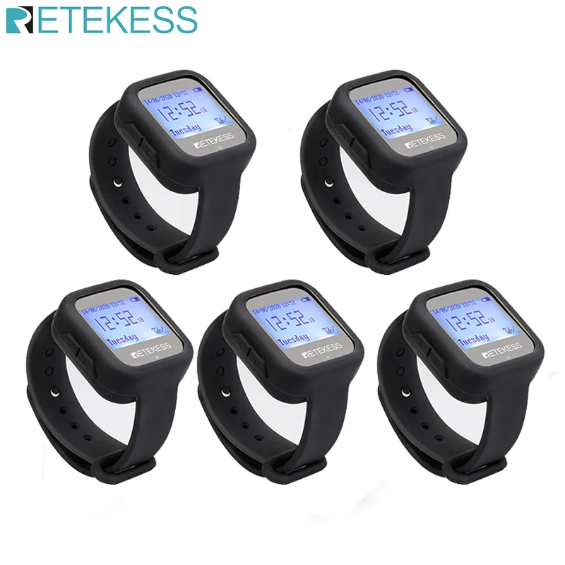 

Retekess 5pcs TD106 Wireless Watch Receiver 433MHz Multi Language Pager Waiter Calling System Restaurant Pager Customer Service