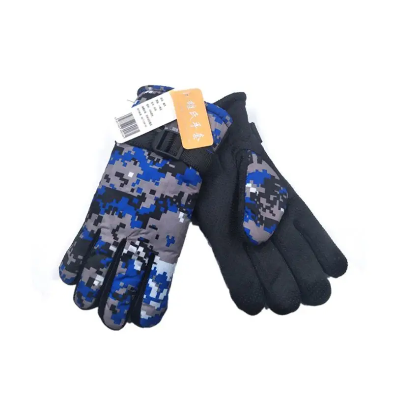 Зимние Детские утепленные лыжные перчатки, Детские ветрозащитные водонепроницаемые Нескользящие варежки