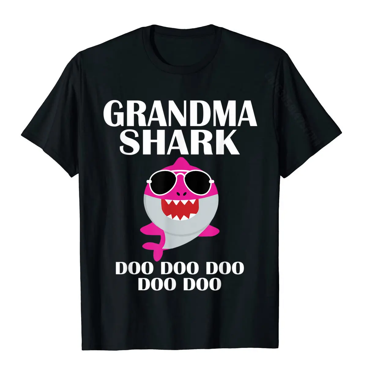 Family Pure Cotton Tshirts for Students Short Sleeve Custom Tees Slim Fit Mother Day Round Neck Tops & Tees Customized Grandma Shark Shirt Doo Doo Mothers Day Grandma Christmas T-Shirt__1409 black