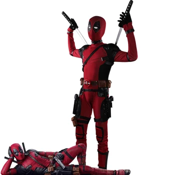 

Deadpool Cosplay Costume Wade Winston Wilson Bodysuit Deluxe Full Set Leather Outfits Halloween Cosplay