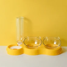  Pet Cat Bowl Double Bowl Automatic Feeder Dog Food Water Feeder Raised Stand Dish Cat Puppy Feeding Supplies Dog Accessories 