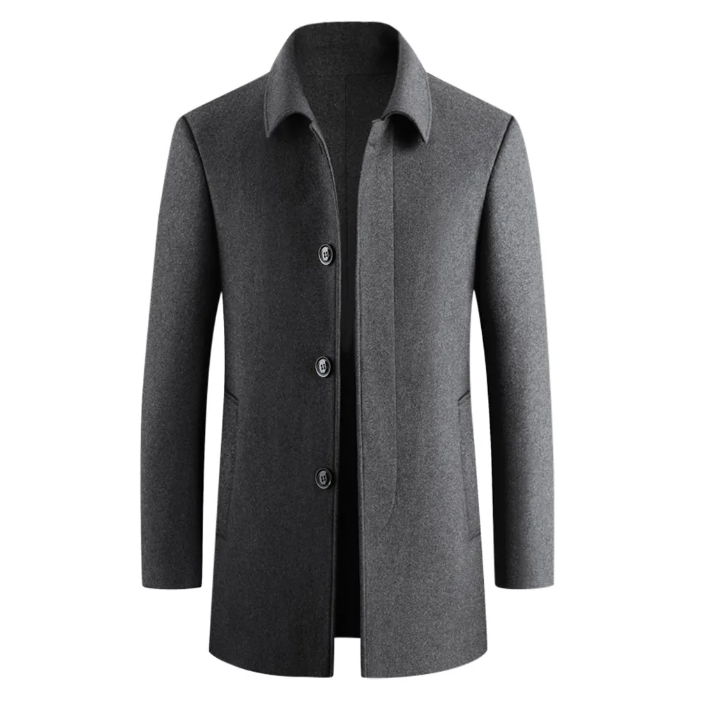 Осенне-зимний модный мужской повседневный Тренч Модный деловой длинный тонкий пиджак верхняя одежда шерстяное пальто Z4
