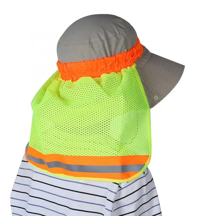 Workers Neck Shield Helmet Cover Safety Reflective Stripe Hard Hat Sunshade