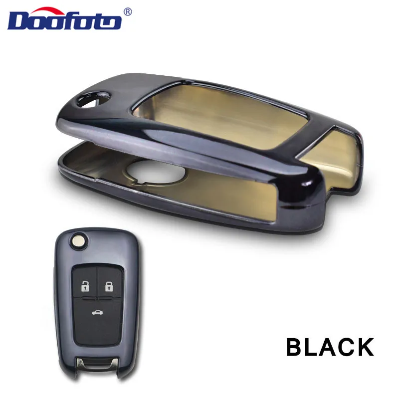 Черный Чехол Doofoto для ключей автомобиля для Chevrolet Cruze Aveo TRAX Opel Astra Corsa Meriva Zafira Antara ASTRA Mokka Insignia аксессуары оболочка - Название цвета: Черный