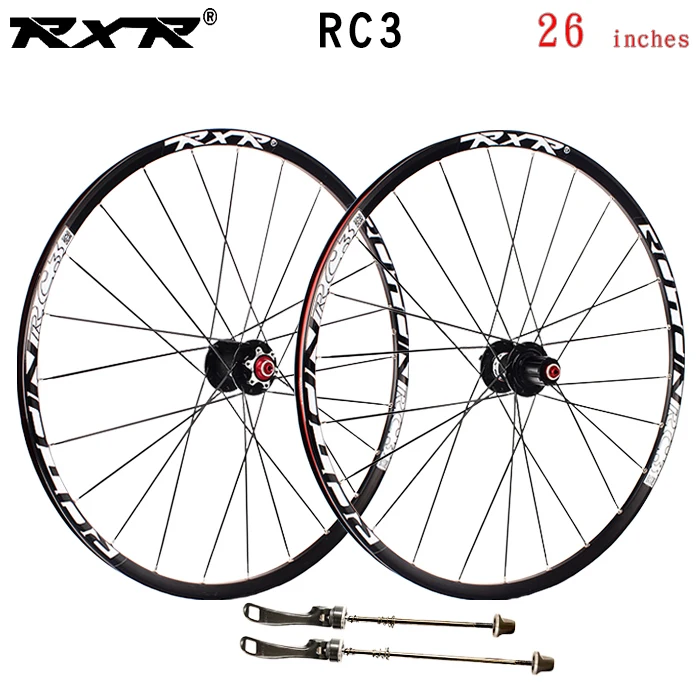 26RC3 black 100x135 RXR горный велосипед внедорожный MTB Углеродные колеса 26 дюймов RC3 дисковый тормоз 5 подшипников 7-11speed через ось/QR колеса велосипеда - Цвет: 26RC3 black 100x135
