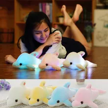 Poupée en peluche dauphin coloré 45cm, jouet lumineux en peluche oreiller clignotant avec lumière LED, cadeau de fête d'anniversaire