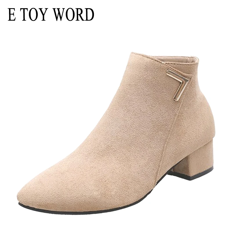 

E TOY WORD Martin boots Female Chesil Booties Women's 2019 New Fashion boots Low Heel Shoes Women flat Ankle boots botas mujer