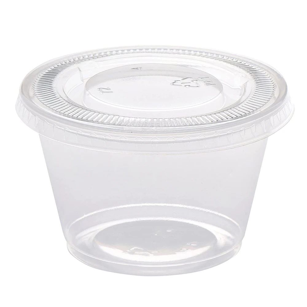 Comfy Package 4 oz. Clear Plastic Disposable Portion Cups With Lids (100 Pack)