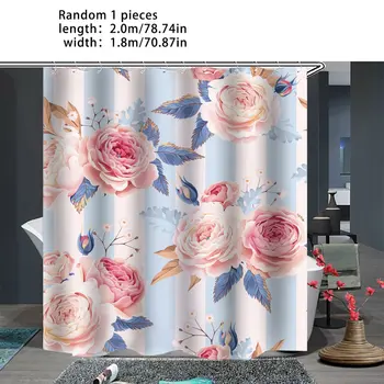 

Printed Polyester Waterproof Shower Curtain Flower Style Random Household Creative Printing Waterproof Shower Curtain