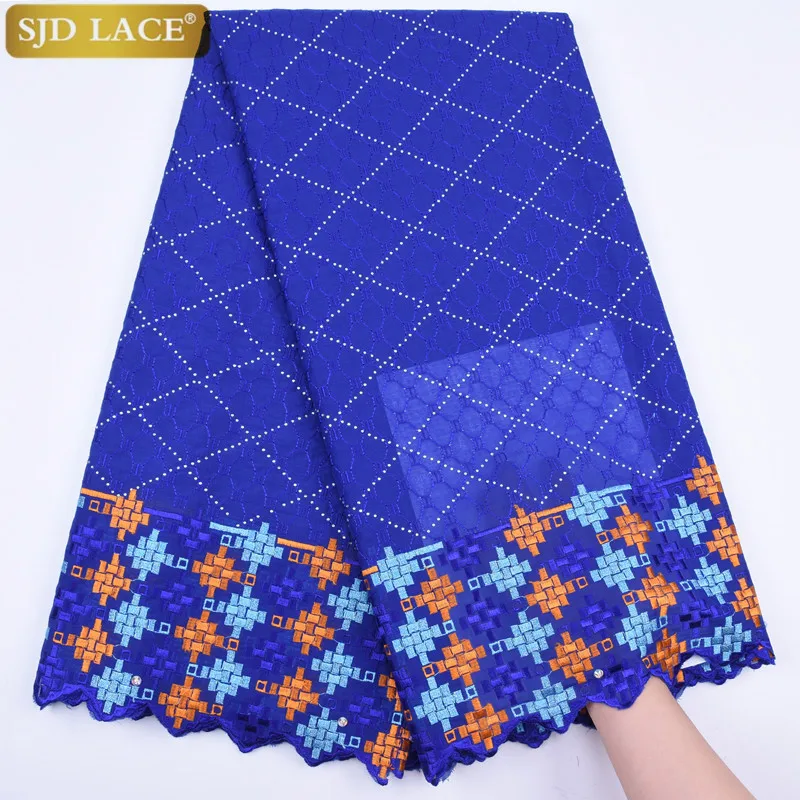 Swiss Voile Lace High Quality African Dry Fabric With Stones Blue A1734 | Дом и сад