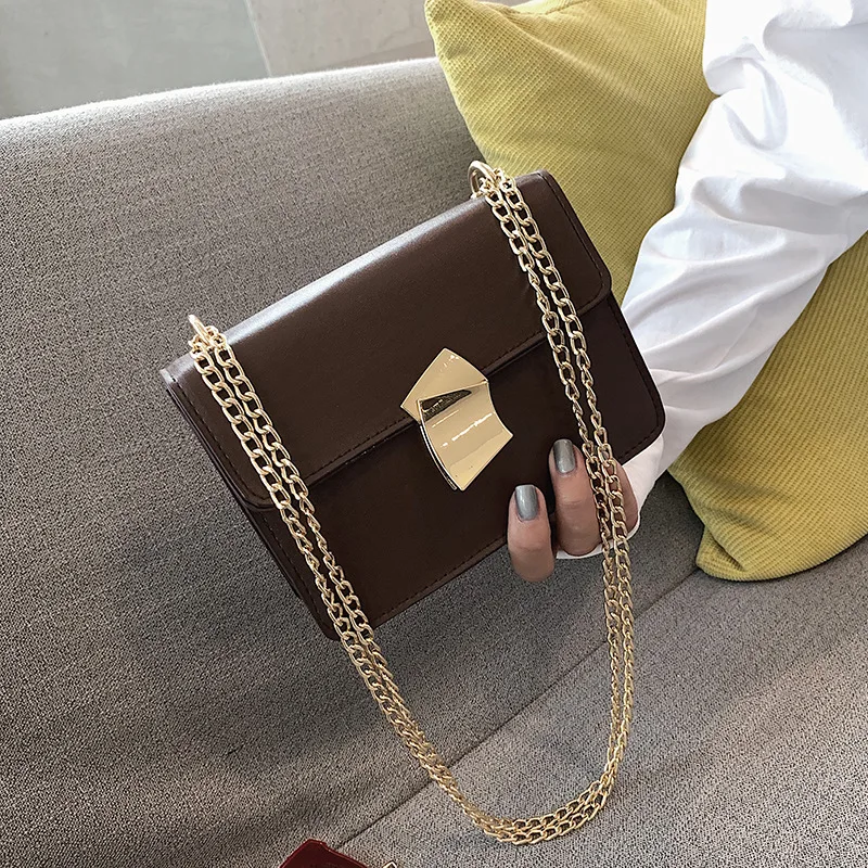 

Textured bag women 2019 fashion trend new simple high-end small square bag chain wild ladies shoulder messenger bag