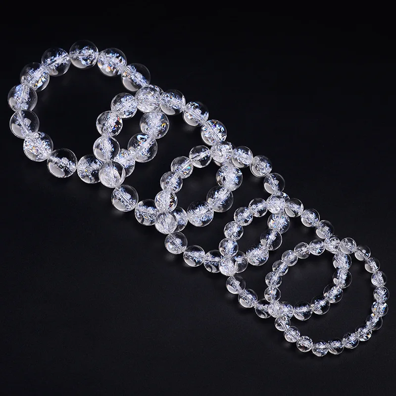 Natural Himalaya Rock White Quartz Crystal Women Men Crystal Bracelet Himalayan Rock clear quartz Round Beads 10-16mm AAAAA
