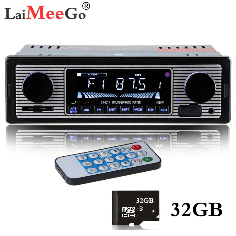 MP3 аудио стерео 4X50 Вт плеер Handsfree Bluetooth Автомобильный MP3 Радио 12 В In-dash 1 Din FM Aux вход приемник с USB и SD 5513 - Цвет: With 32GB