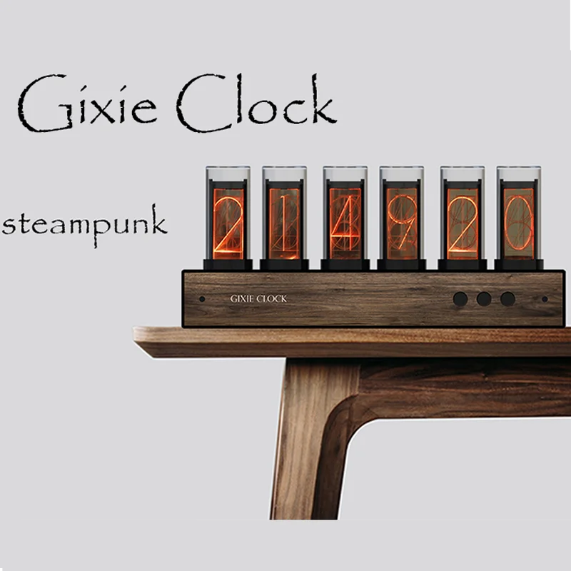 Walnut 6 Bit RGB LED Glow Digital Clock Nixie Tube Clock Electronic Retro Desk Clock 5V Micro USB Powered Finished Machine