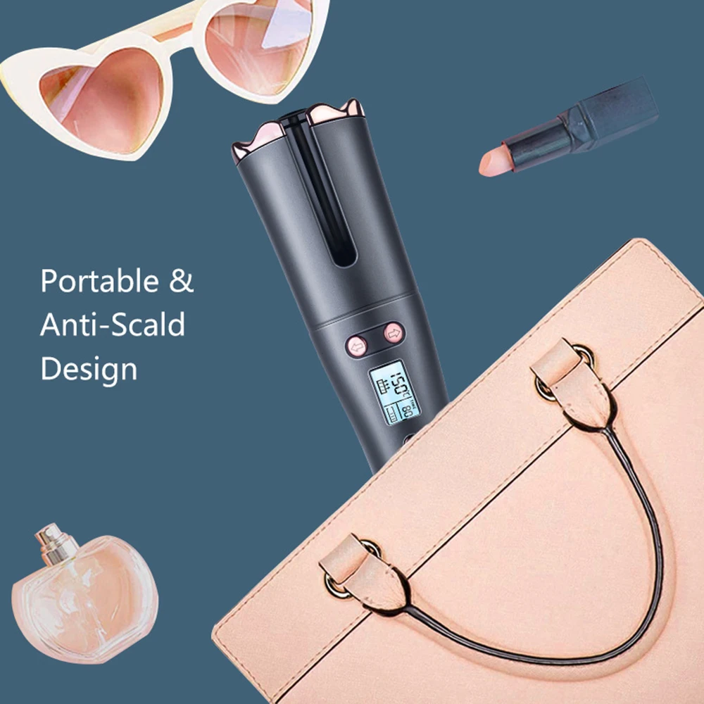 Modelador de Cabelo sem Fio Automático de Carregamento Ondulação do Cabelo Ferro com 6 Curling Configurações Temp Timer Tongs Ondas Praia Ferro Ondulação Usb & 14 High Quality Beleza e saúde